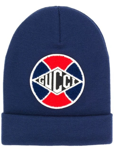 Shop Gucci Hat With  Game Baseball Patch In Blue