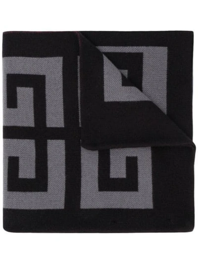 Shop Givenchy 4g Logo Knitted Scarf In Grey