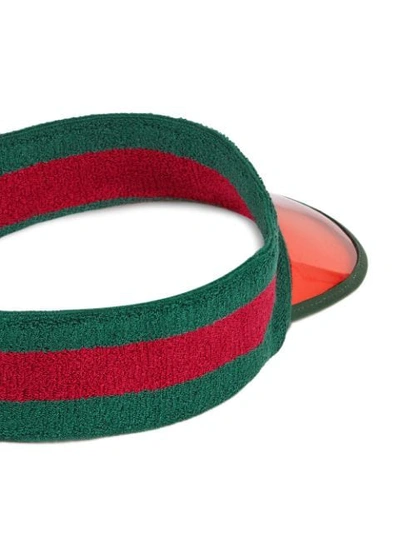 Shop Gucci Vinyl Visor With Web In Green ,red