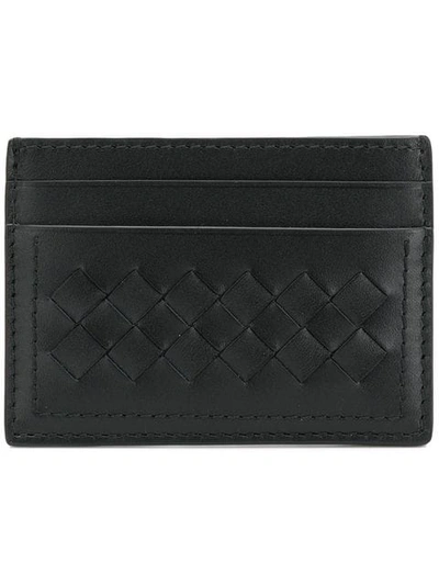 Shop Bottega Veneta Intrecciato Weave Cardholder In Black