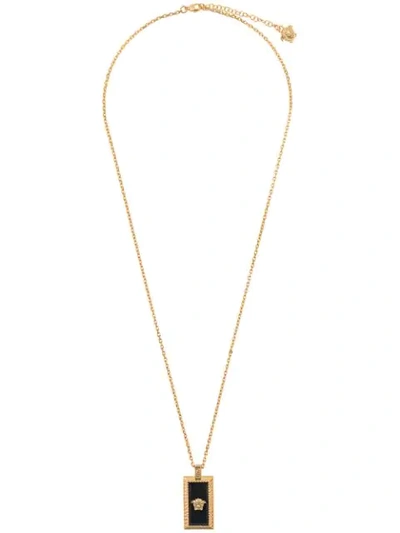 Shop Versace Medusa Motif Bar Necklace In Gold
