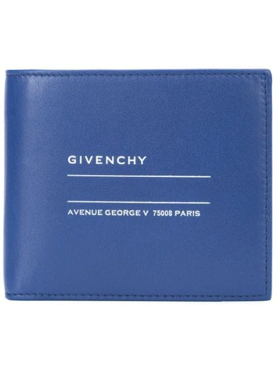 Shop Givenchy Printed Logo Wallet In Blue