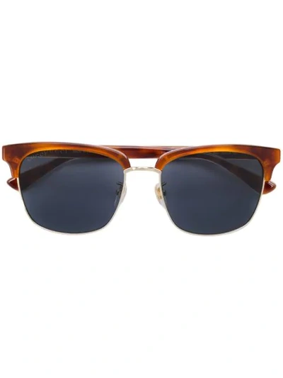 Shop Gucci Clubmaster Style Sunglasses In Brown