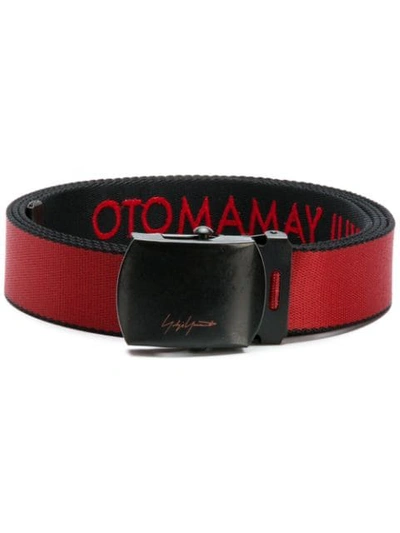 Shop Yohji Yamamoto Logo Print Belt - Red