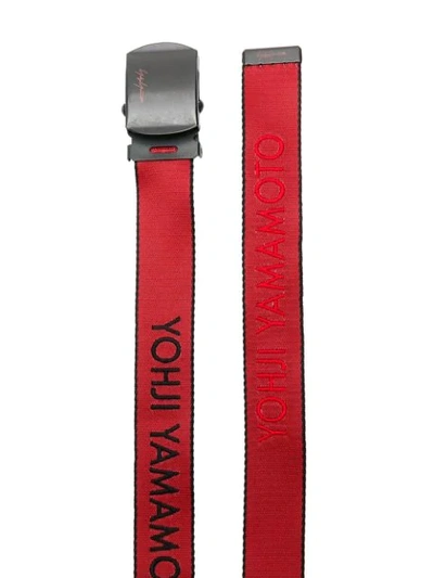 Shop Yohji Yamamoto Logo Print Belt - Red
