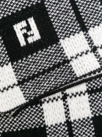 Shop Fendi Plaid Logo Scarf - Black