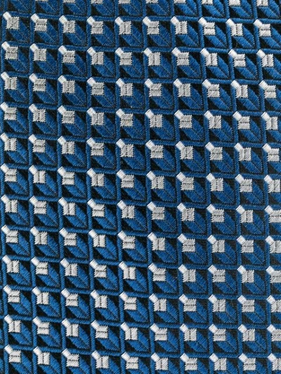 Shop Lanvin Graphic Check Print Tie In Blue