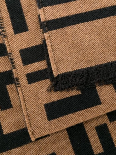 Shop Fendi Ff Logo Mosaic Scarf In Brown