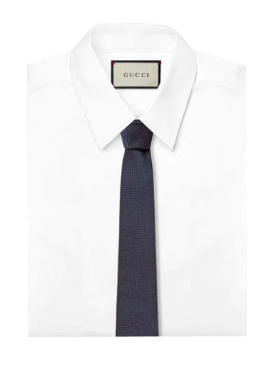 Shop Gucci Bee Web Tie In Blue