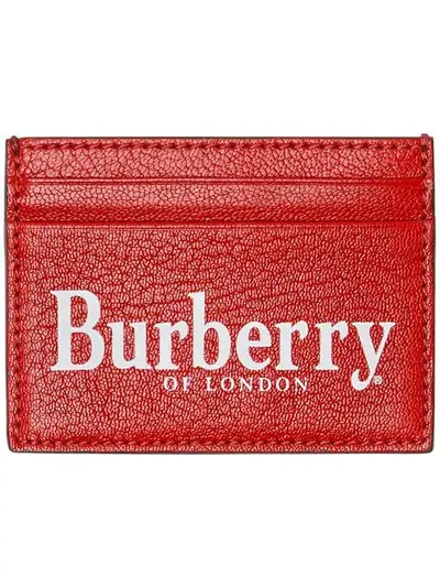 Shop Burberry Logo Print Leather Card Case In Red