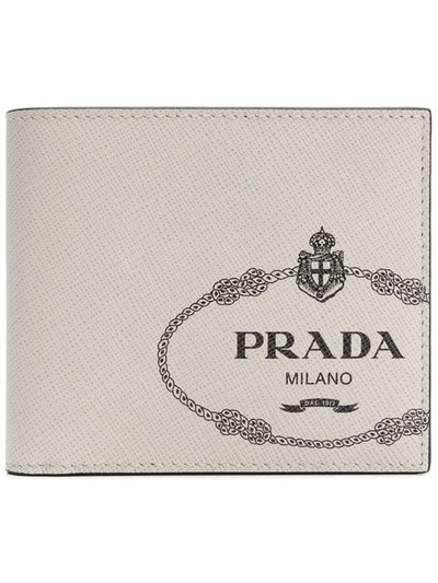 Shop Prada Portemonnaie Mit Logo-print In White