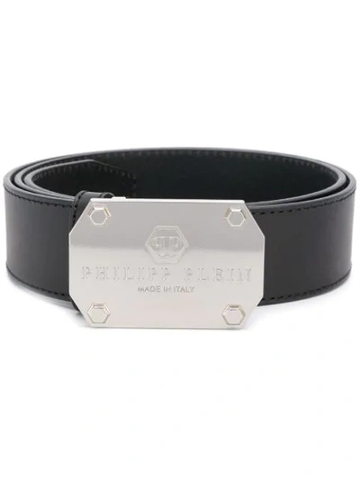 Shop Philipp Plein Engraved Logo Belt In Black