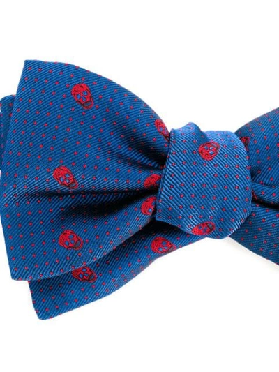 Shop Alexander Mcqueen Skull Embroidered Bow In Blue