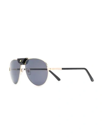 Shop Cartier Santos De  Aviator-frame Sunglasses In Gold