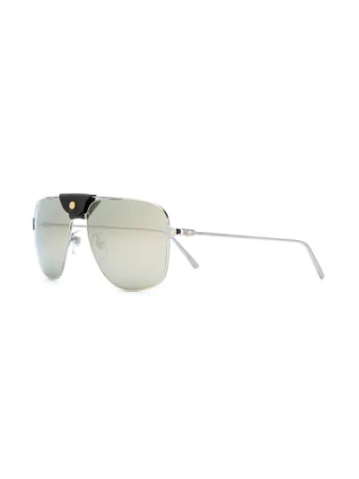 Shop Cartier Santos De  Square-frame Sunglasses In Metallic