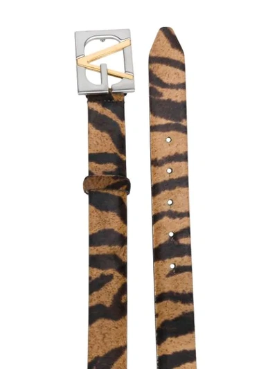 Shop Versace Zebra Buckle Belt In Brown
