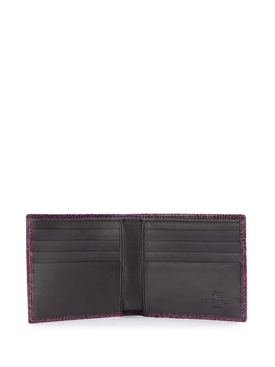 Shop Etro Calf Leather Wallet - Purple