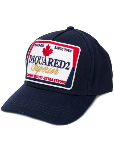 Shop Dsquared2 Logo Patch Baseball Cap In Blue