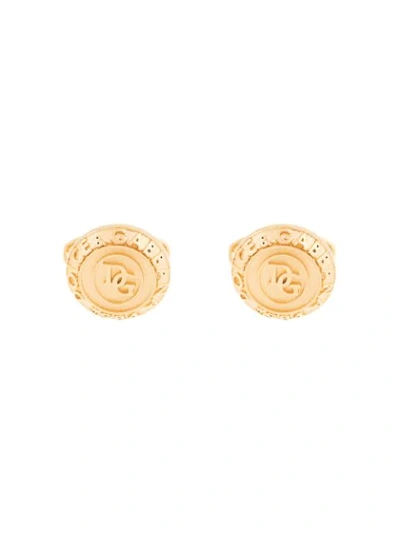 Shop Dolce & Gabbana Dg Logo Cufflinks In Gold