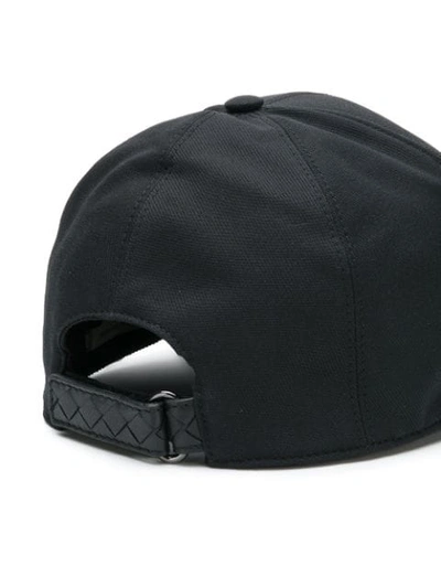 Shop Bottega Veneta Woven Peak Cap In Black