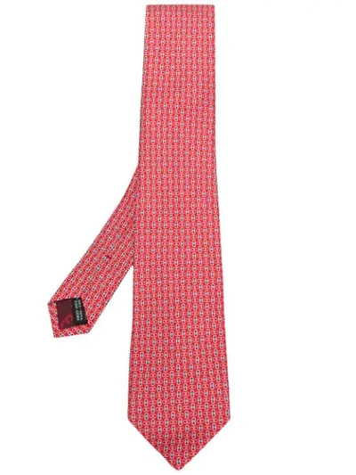 Shop Ferragamo Gancio Print Tie In Red