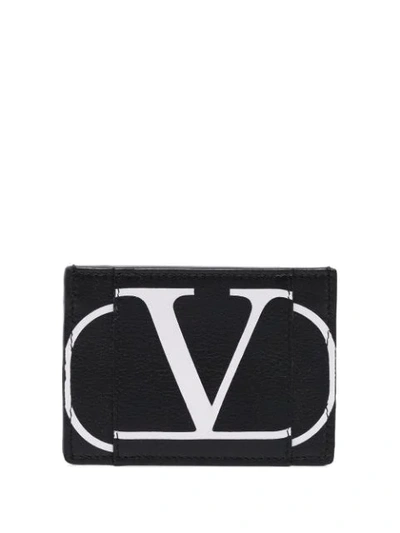 Shop Valentino Vlogo Print Cardholder In Black