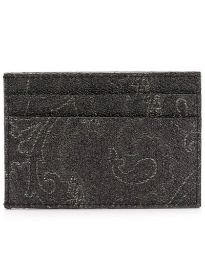Shop Etro Paisley Pattern Cardholder In Black