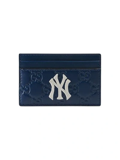 Shop Gucci Ny Yankees™ Patch Cardholder In Blue