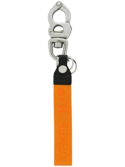 Shop Heron Preston Logo Strap Key Chain In Orange