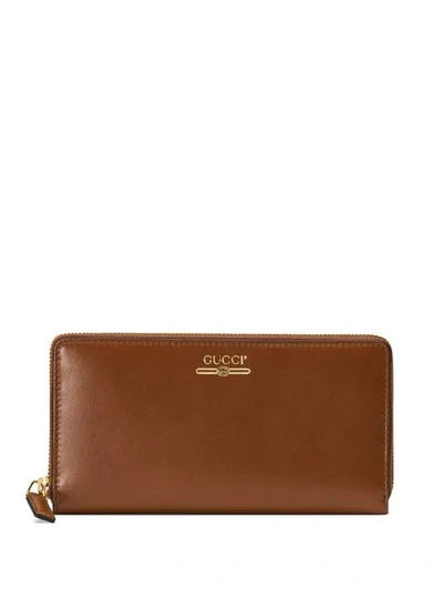 Shop Gucci Logo Wallet In Brown