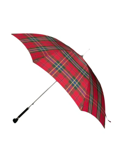 Shop Alexander Mcqueen Tartan Print Umbrella In Red