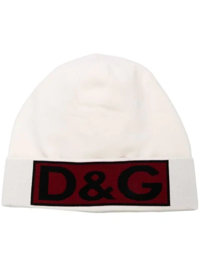 Shop Dolce & Gabbana Logo Beanie - White