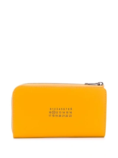 Shop Maison Margiela Logo Zip Around Wallet In Yellow