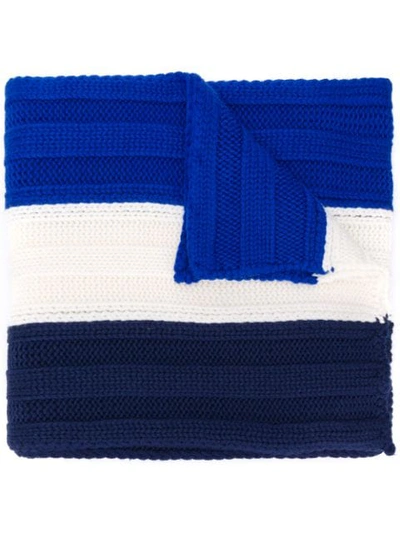 Shop Moncler Striped Scarf In Blue