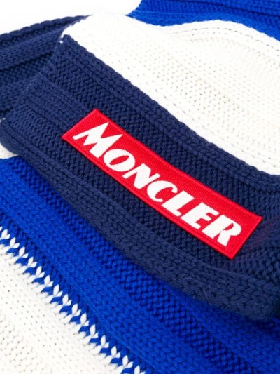 Shop Moncler Striped Scarf In Blue