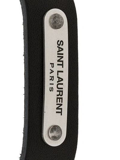 Shop Saint Laurent Logo Plaque Bracelet In Black
