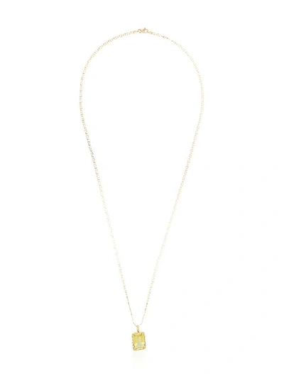 Shop Anais Rheiner Square-cut Quartz 18k Gold Chain Necklace In Green