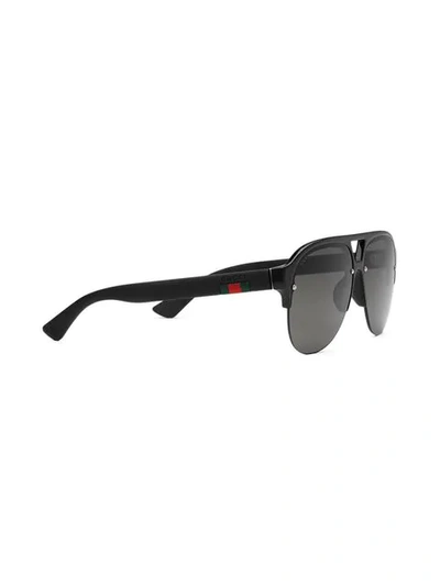 Shop Gucci Aviator Rubber Sunglasses In Black