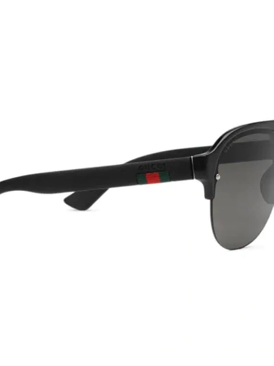 Shop Gucci Aviator Rubber Sunglasses In Black