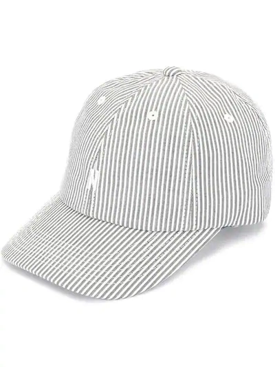 Shop Norse Projects Striped Baseball Cap - Grey