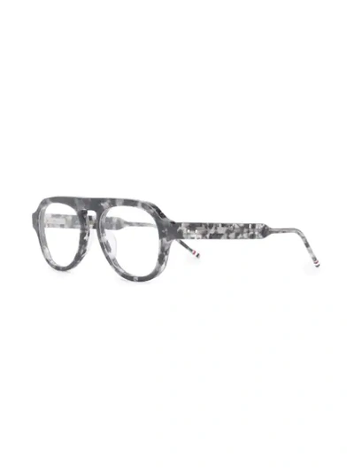 Shop Thom Browne Round Frame Glasses In Grey