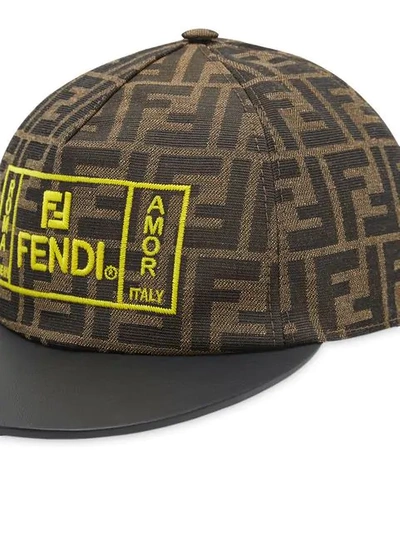 FENDI MONOGRAM BASEBALL CAP - 棕色