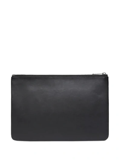 Shop Burberry Logo Print Leather Zip Pouch In Black