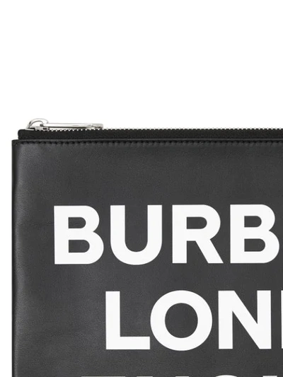 Shop Burberry Logo Print Leather Zip Pouch In Black