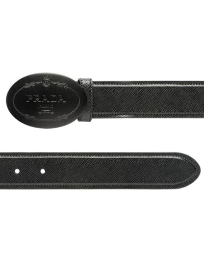 Shop Prada Saffiano Leather Belt In Black