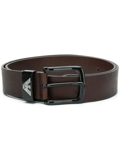 Emporio Armani Logo Detail Belt - Brown | ModeSens