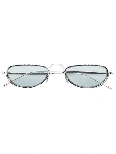 Shop Thom Browne Tortoise Sunglasses In Silver
