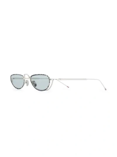 Shop Thom Browne Tortoise Sunglasses In Silver