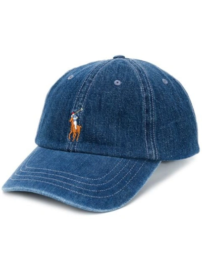Shop Polo Ralph Lauren Denim Baseball Cap In Blue