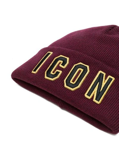 Shop Dsquared2 Wollmütze Mit "icon"-patches In Red